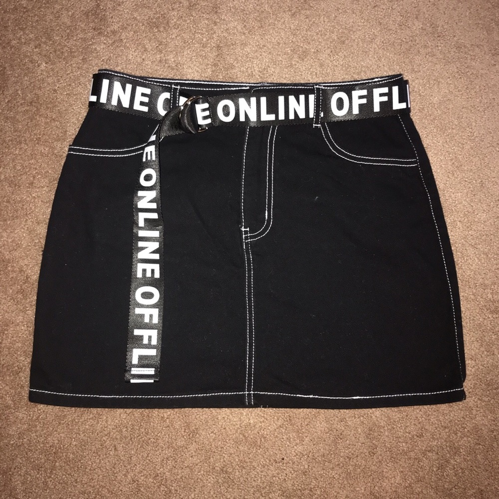 Black Denim Mini Skirt